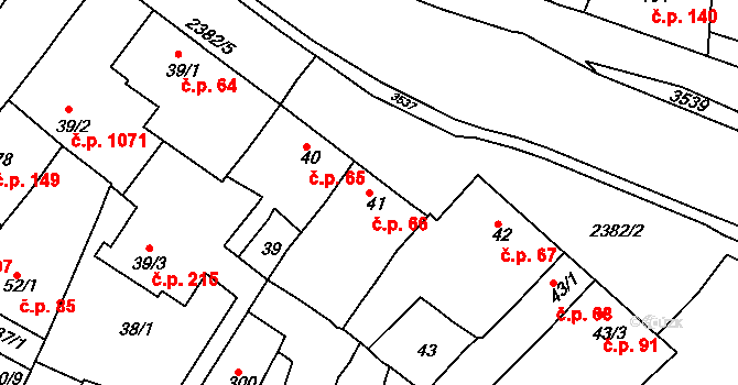 Rosice 66 na parcele st. 41 v KÚ Rosice u Brna, Katastrální mapa