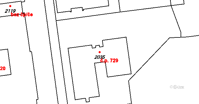 Úšovice 729, Mariánské Lázně na parcele st. 2035 v KÚ Úšovice, Katastrální mapa
