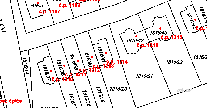 Uhříněves 1214, Praha na parcele st. 1816/41 v KÚ Uhříněves, Katastrální mapa