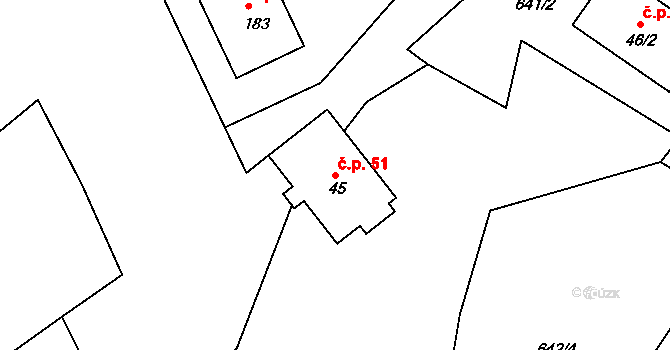 Přízeř 51, Rožmberk nad Vltavou na parcele st. 45 v KÚ Horní Jílovice, Katastrální mapa