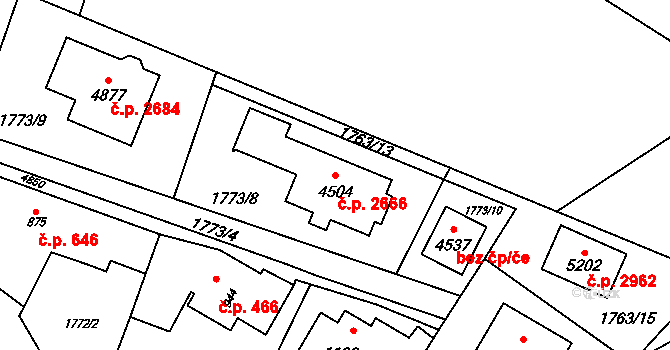 Rožnov pod Radhoštěm 2666 na parcele st. 4504 v KÚ Rožnov pod Radhoštěm, Katastrální mapa