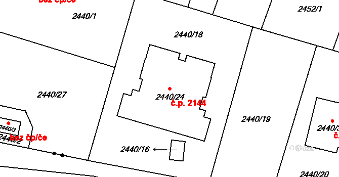 Bolevec 2144, Plzeň na parcele st. 2440/24 v KÚ Bolevec, Katastrální mapa