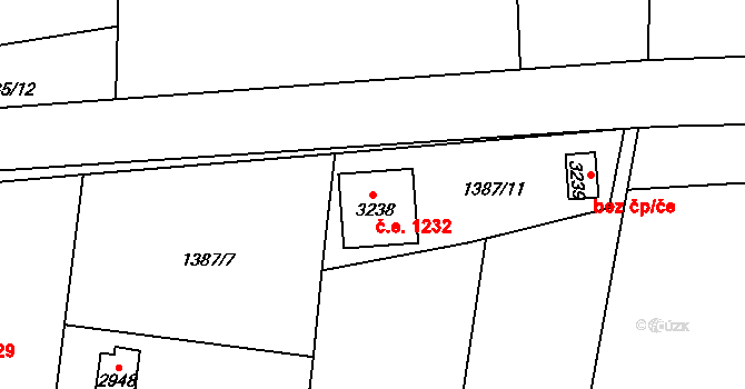 Milevsko 1232 na parcele st. 3238 v KÚ Milevsko, Katastrální mapa