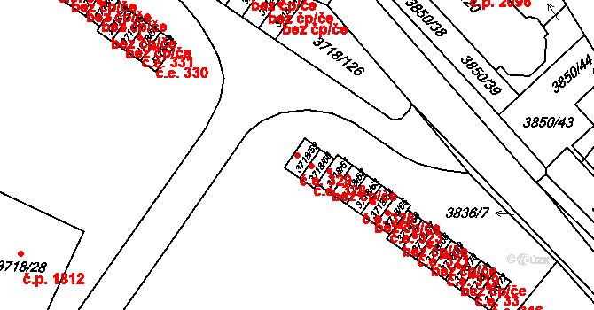 Předměstí 329, Litoměřice na parcele st. 3718/59 v KÚ Litoměřice, Katastrální mapa