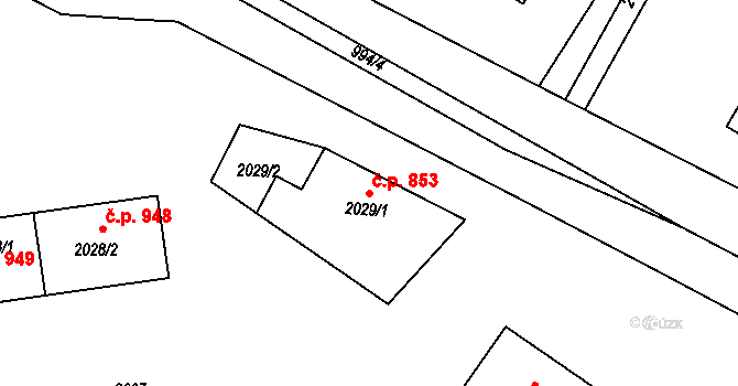 Bystřice nad Pernštejnem 853 na parcele st. 2029/1 v KÚ Bystřice nad Pernštejnem, Katastrální mapa