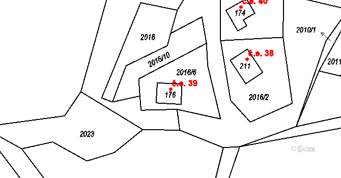 Nevězice 39 na parcele st. 176 v KÚ Nevězice, Katastrální mapa