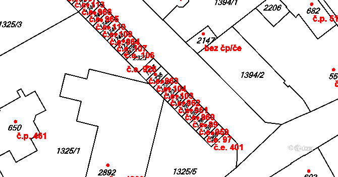 Náchod 962 na parcele st. 1734 v KÚ Náchod, Katastrální mapa