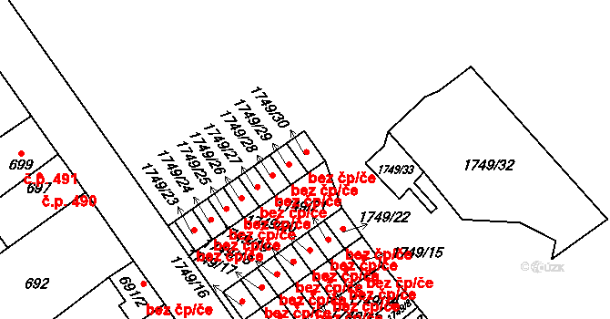 Praha 40473457 na parcele st. 1749/30 v KÚ Uhříněves, Katastrální mapa