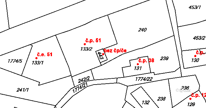 Dětřichov 42556457 na parcele st. 443 v KÚ Dětřichov u Frýdlantu, Katastrální mapa