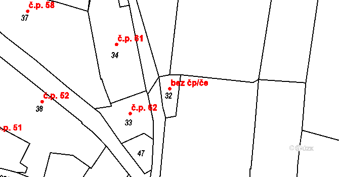 Tlumačov 45258457 na parcele st. 32 v KÚ Tlumačov u Domažlic, Katastrální mapa