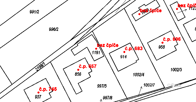 Lišov 46954457 na parcele st. 1191 v KÚ Lišov, Katastrální mapa