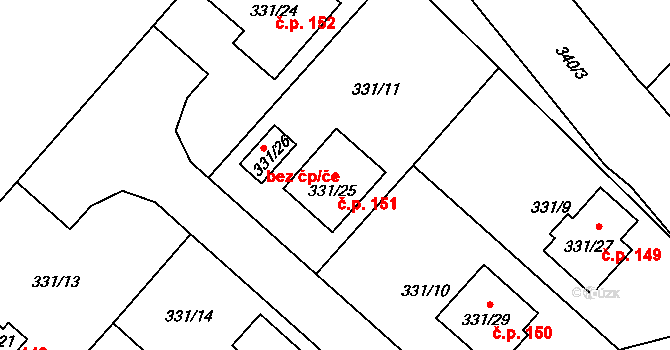 Edrovice 151, Rýmařov na parcele st. 331/25 v KÚ Edrovice, Katastrální mapa