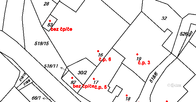 Synčany 6, Rosice na parcele st. 16 v KÚ Synčany, Katastrální mapa