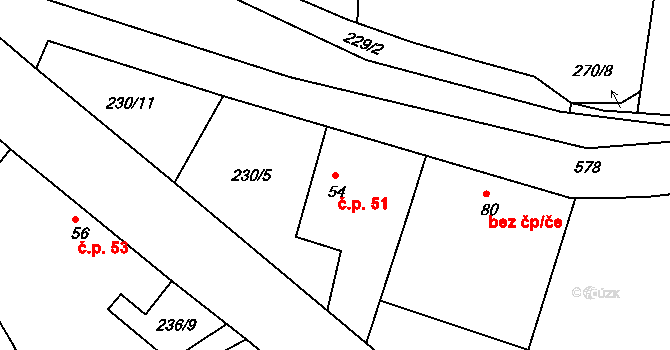 Krsice 51, Čimelice na parcele st. 54 v KÚ Krsice, Katastrální mapa