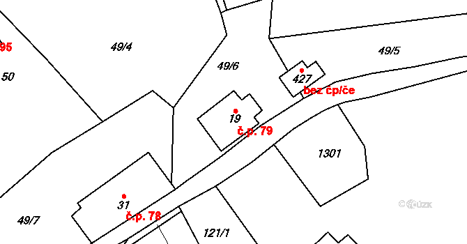 Mistrovice 79 na parcele st. 19 v KÚ Mistrovice nad Orlicí, Katastrální mapa