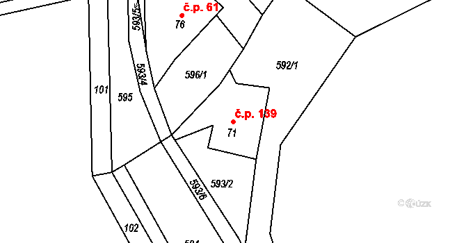 Raškov 139, Bohdíkov na parcele st. 71 v KÚ Raškov Dvůr, Katastrální mapa