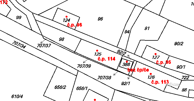 Ruda nad Moravou 114 na parcele st. 125 v KÚ Ruda nad Moravou, Katastrální mapa