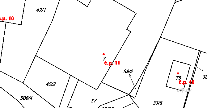 Tříklasovice 11, Psárov na parcele st. 7 v KÚ Tříklasovice, Katastrální mapa