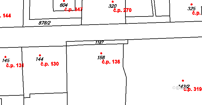 Velká Ves 136, Broumov na parcele st. 156 v KÚ Velká Ves u Broumova, Katastrální mapa