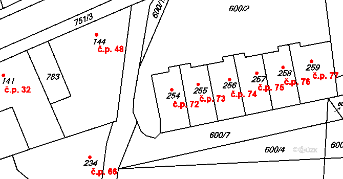 Zájezd 72, Česká Skalice na parcele st. 254 v KÚ Zájezd u České Skalice, Katastrální mapa