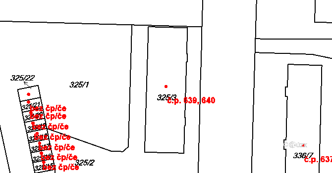 Hronov 639,640 na parcele st. 325/3 v KÚ Hronov, Katastrální mapa
