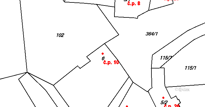 Hodonín 10, Zdíkov na parcele st. 6 v KÚ Hodonín u Zdíkovce, Katastrální mapa