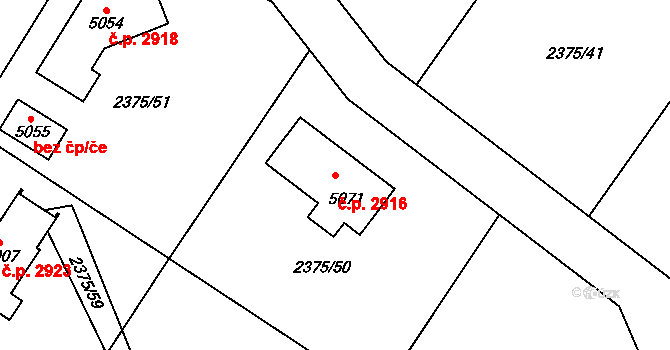 Rožnov pod Radhoštěm 2916 na parcele st. 5071 v KÚ Rožnov pod Radhoštěm, Katastrální mapa