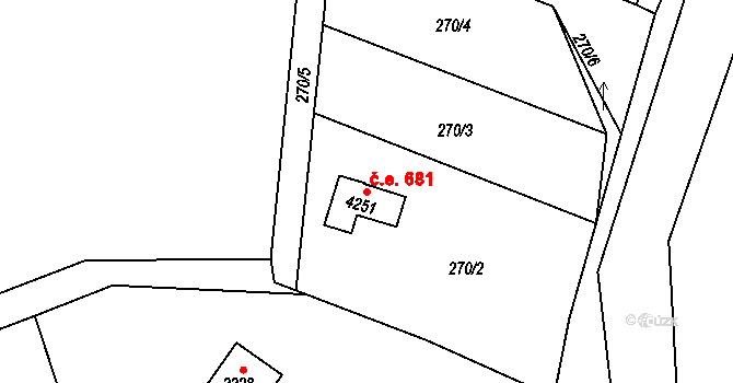 Náchod 681 na parcele st. 4251 v KÚ Náchod, Katastrální mapa