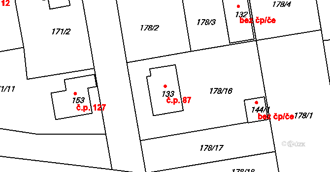 Rozkoš 87, Humpolec na parcele st. 133 v KÚ Rozkoš u Humpolce, Katastrální mapa