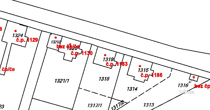 Vejprty 1183 na parcele st. 1319 v KÚ Vejprty, Katastrální mapa