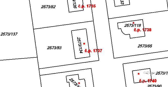 Rychnov nad Kněžnou 1737 na parcele st. 2573/134 v KÚ Rychnov nad Kněžnou, Katastrální mapa