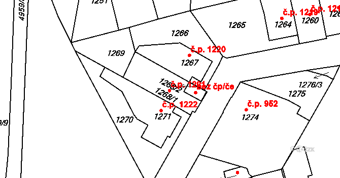 Louny 1221 na parcele st. 1268/1 v KÚ Louny, Katastrální mapa