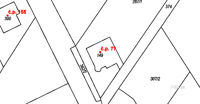 Mramotice 77, Znojmo na parcele st. 149 v KÚ Mramotice, Katastrální mapa
