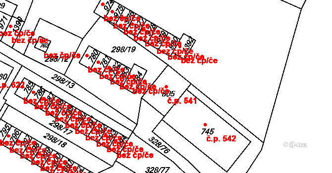 Tanvald 541 na parcele st. 805 v KÚ Tanvald, Katastrální mapa