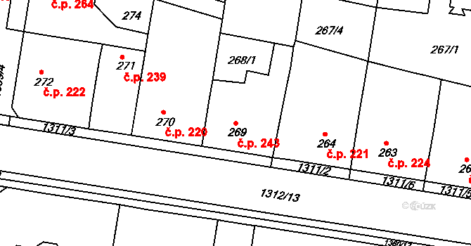 Tuchlovice 243 na parcele st. 269 v KÚ Tuchlovice, Katastrální mapa