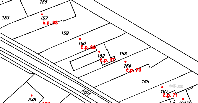 Klepačov 17, Blansko na parcele st. 162 v KÚ Klepačov, Katastrální mapa