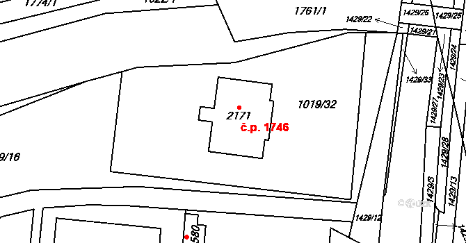 Blansko 1746 na parcele st. 2171 v KÚ Blansko, Katastrální mapa