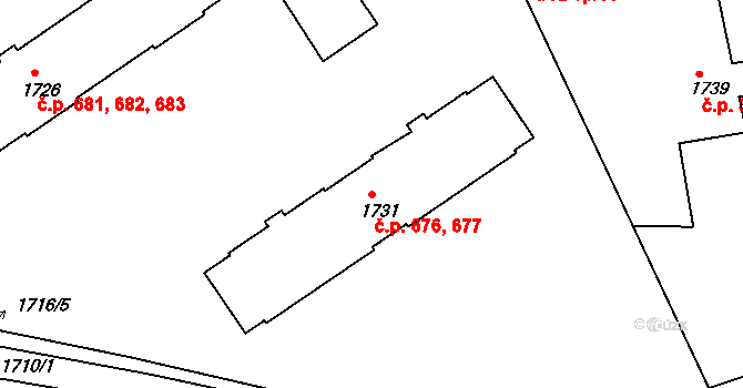 Hořovice 676,677 na parcele st. 1731 v KÚ Hořovice, Katastrální mapa