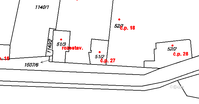 Tupesy 27, Radošovice na parcele st. 51/2 v KÚ Tupesy, Katastrální mapa