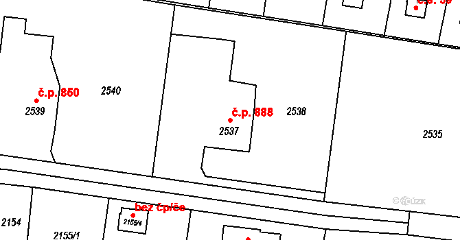 Dolní Lutyně 888 na parcele st. 2537 v KÚ Dolní Lutyně, Katastrální mapa