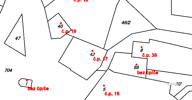 Holušice 17, Sedlice na parcele st. 42 v KÚ Holušice u Mužetic, Katastrální mapa