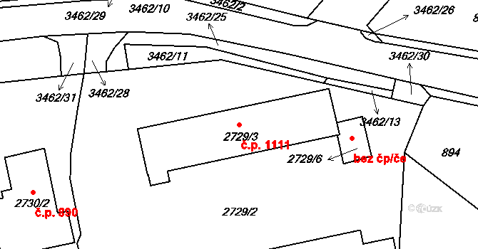 Pelhřimov 1111 na parcele st. 2729/3 v KÚ Pelhřimov, Katastrální mapa