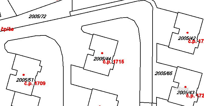 Pelhřimov 1715 na parcele st. 2005/44 v KÚ Pelhřimov, Katastrální mapa
