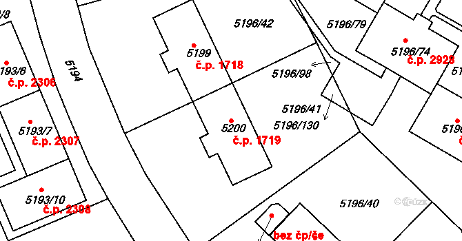 Frýdek 1719, Frýdek-Místek na parcele st. 5200 v KÚ Frýdek, Katastrální mapa