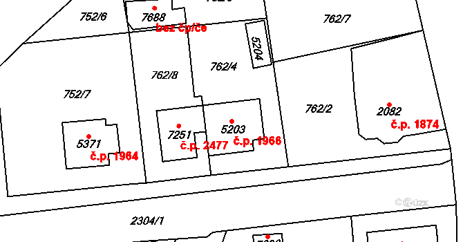 Cheb 1966 na parcele st. 5203 v KÚ Cheb, Katastrální mapa