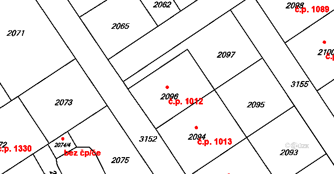 Nusle 1012, Praha na parcele st. 2096 v KÚ Nusle, Katastrální mapa