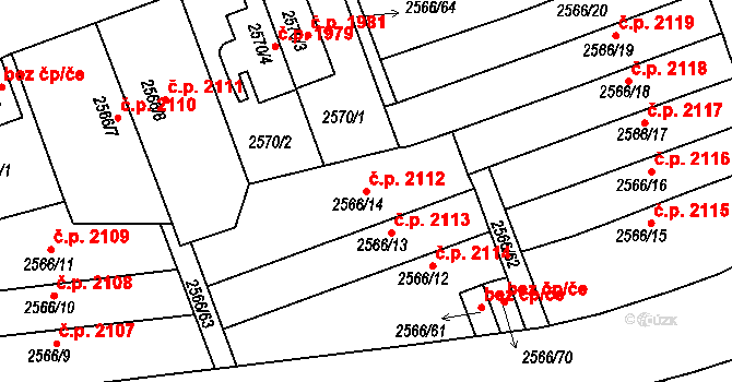 Dejvice 2112, Praha na parcele st. 2566/14 v KÚ Dejvice, Katastrální mapa