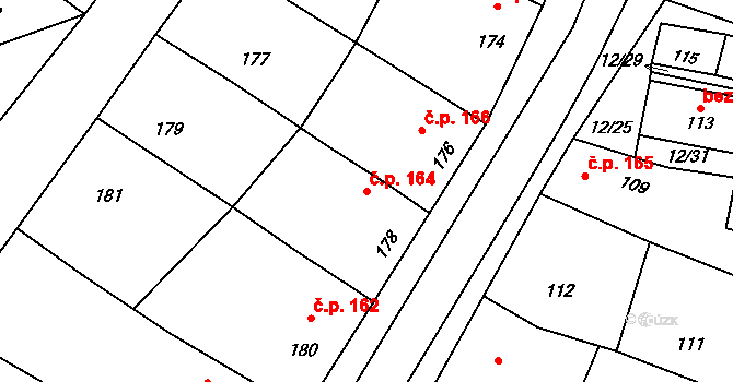 Jevišovka 164 na parcele st. 178 v KÚ Jevišovka, Katastrální mapa