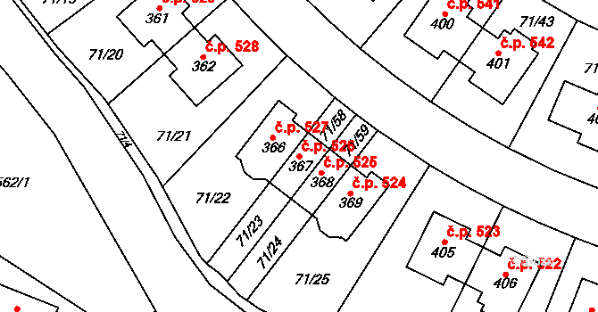 Bašť 526 na parcele st. 367 v KÚ Bašť, Katastrální mapa