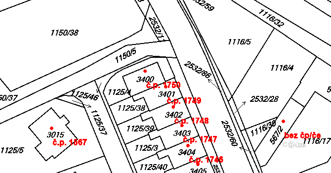 Dobříš 1749 na parcele st. 3401 v KÚ Dobříš, Katastrální mapa